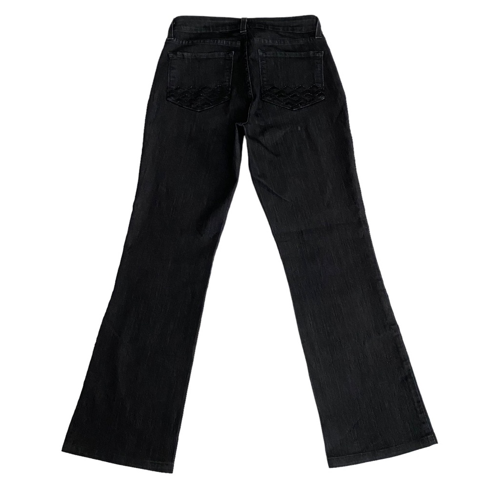 NYDJ Lift Tuck Technology Studded Rhinestones Bootcut Jeans Women’s Size 8 Black - Picture 2 of 14